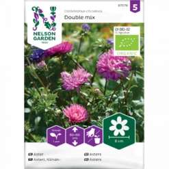 Sommerasters Dobbelt Mix Øko Callistephus Chinensis Double Mix Frøpose, Antal Pr. Pakke, Ca. 12 Stk.