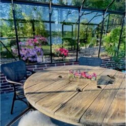 Havebord Med Stålben Kabeltromlen Havebord Med Stålben Olieret, Ø95-100 Cm